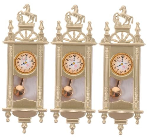 TOYANDONA 3stücke Mini Pendeluhr Für Puppenhaus Vintage Wanddekoration Realistische Simulationsuhr Kleine Uhr Für Miniaturszenen Charmantes Zubehör Für Modellbau Und Deko-Zimmer