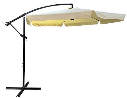 BDW - CYNIA Sonnenschirm 300 x 300 cm - für Garten, Balkon, Terrasse - Sonnenschirm mit Volant - Winkelverstellbar - Sonnenschutz, Outdoor Sonnenschirm Groß - Beige