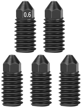 IdeaFormer 5Pcs 0.6mm Gehärteter Stahl A1/A1 Mini Düse für Bambulab A1/A1 Mini, Extruder Hotend Hardened Steel Nozzles für Bambu Lab A1/A1 Mini 3D Drucker Düsen