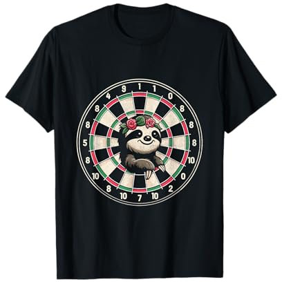 Lazy Faultier Dartscheibe Werfen Darts Dartspieler T-Shirt