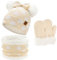 ZASFOU Kinder Baby Mütze Loop Schal Handschuhe Set 0-4 Jahre Thermo Wintermütze Schlauchschal Fäustlinge Kleinkinder Mädchen Baumwolle Strick Pom Mützen Geschenk