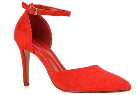 Women's Stiletto D'Orsay Point Toe Court Shoes Ladies Red Faux Suede Ankle Strap Party Classic Heel Pumps Size 8