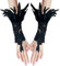YUNHENTONG Federhandschuhe Damen Halloween, 1 Paar Vintage Fingerlos Federmanschetten Gothic Lang Spitzen Feder Handschuhe für Halloween Rollenspiele Kostüm Dekoration, Partys, Hochzeiten (Schwarz)
