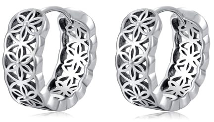 Blume des Lebens Ohrringe Silber 925 Lebensblume Creolen Blume des Lebens Schmuck für Frauen