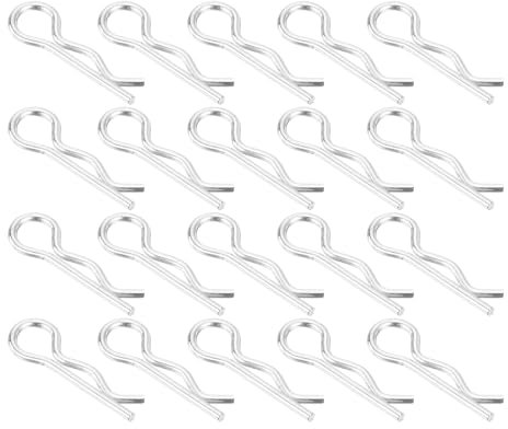 sourcing map 100 Stück 1 mm x 16 mm verzinkter Karbonstahl R-förmige Federspinte R-Clips Splinte Federverschluss für Haushaltsgeräte, Sportgeräte, Automechaniker-Reparatur (weiß)
