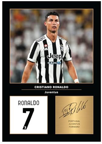 Icons Wall Art Cristiano Ronaldo Juventus Signed A4 Printed Photo Picture Display Gift For Juventus Fans Digitally Reproduced Signature Unframed