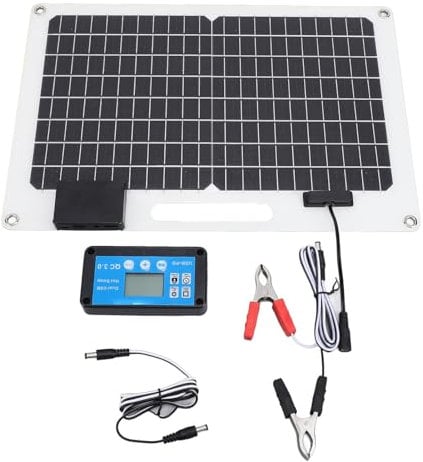Kit de Panneau Solaire 100 W, Panneau Solaire Portable Monocristallin 12 V 24 V avec Contrôleur de 100 A, Chargeur Solaire pour Camping-car, Marine, Système Hors Réseau