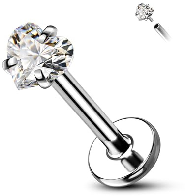 Agrewd Bijou de piercing minimaliste en titane G23 pour cartilage, hélix, tragus, conque, cartilage, tragus, conque, clous d'oreilles à tige filetée à l'intérieur