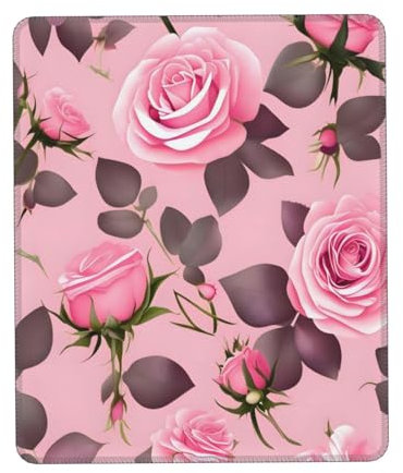 Das Mauspad mit hübschen rosa Rosen ist rutschfest, geeignet für kabellose Mäuse auf Büro-Desktop-Computern und Laptops, 17,8 x 21,8 cm