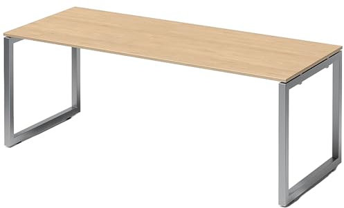 Bisley Cito Schreibtisch 200x80 cm, Tischplatte in Ahorn, O-Gestell in Silber - Bürotisch & Computertisch, PC Tisch für's Büro, Arbeitshöhe: 74 cm