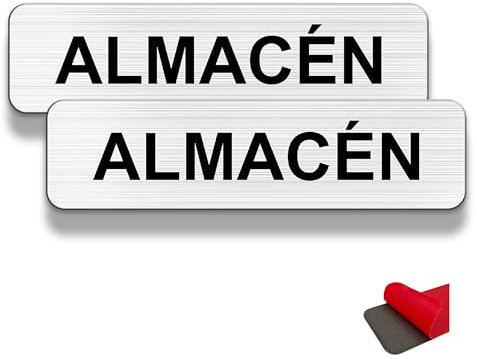 FloraVigo Letreros para puerta/aviso, 2 unidades, 19 x 5 cm, aluminio cepillado, impermeables, para interior y exterior, panel de aluminio con adhesivo (ALMACÉN)