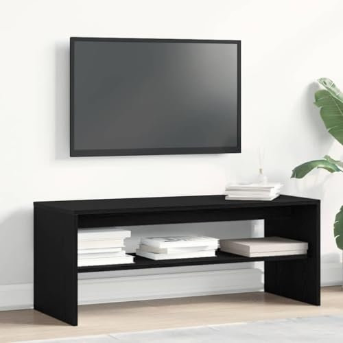 Rantry M-859119 Meuble TV en chêne noir 100 x 40 cm en bois multicouche, meuble TV meuble bas pour TV pour table de salon industrielle, support TV