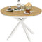 Outsunny Table à Manger de Jardin, Table de Jardin Ronde Ø 118 cm avec Cadre en Aluminium, Plateau Aspect Effet Bois et Patins de Pieds réglables, pour Balcon, Porche, terrasse, Teck
