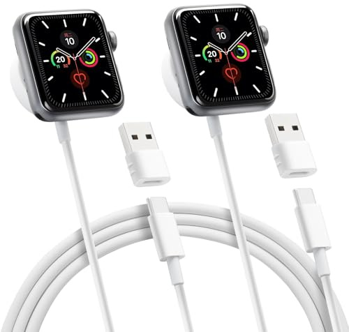 aceyoon Caricatore per Apple Watch, 2 Pezzi Cavo per Apple Watch 1M, Cavo Caricatore Magnetico per iWatch con Adattatore USB C USB per iWatch 9 8 7 6 5 4 3 2 SE Ultra