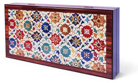 Biggdesign Bloom Backgammon Set aus MDF, Magnetverschluss & Spielsteine | 16 mm MDF-Korpus, Coex-Cellophan-Spielfläche, 36 mm Spielsteine, 9 mm Würfel, für Erwachsene, Made in Türkiye