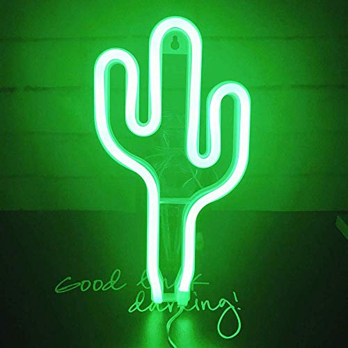 Luce notturna 3D, luci decorative al neon con alimentazione USB/luce decorativa a LED, decorazione da parete per decorare la stanza (Cactus)