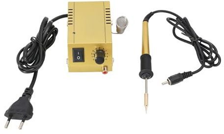 Mini stazione di saldatura con regolazione della temperatura 50 – 450 °C – Stazione di saldatura compatta 12 V con saldatore e supporto – 10 livelli, riscaldamento rapido, per elettronica/fai da te