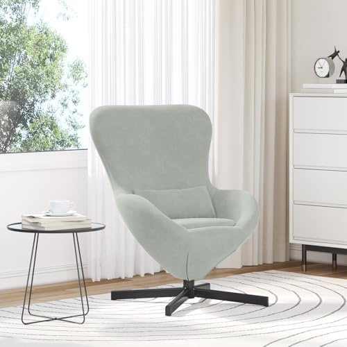 ZQQLVOO Ei-Stuhl Hellgrau Samt Lounge Sessel Chair for Büro Schlafzimmer