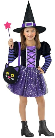 Funidelia Hexenkostüm mit Zubehör für Mädchen, Hexen, Zauberer - Verkleidung für Kinder für Partys, Karneval und Halloween