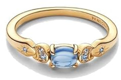 Disney Aladdin Jasmine 14k Gold-Plated Ring with ICY Blue Crystal and Moonlight Blue Crystal