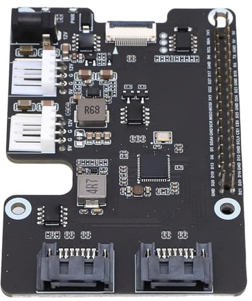 Yosoo Health Gear PCIe auf 2 Ch Serial ATA Adapter, PCB PCI Express auf 2 Ch Serial ATA Adapter mit 3.0 Ports LED-Anzeigen EEPROM, für RasPi 5 Speichererweiterung