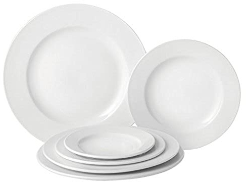 Utopia Pure White, E10025-000000-B06024, Wide Rim Plate 10 Inch (25 cm) (Box of 24) | Offers robust chip-resistant durability suited for busy commercial catering, banqueting, and high-volume dining.