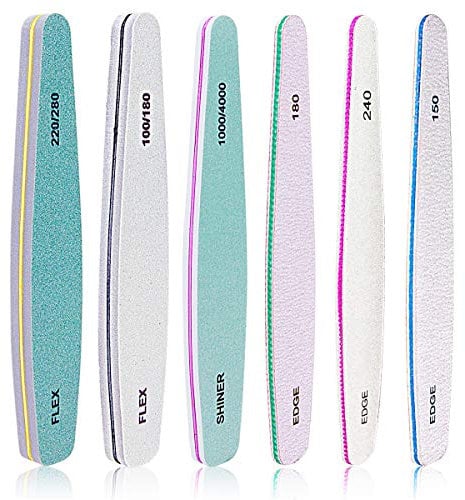 Lima Unghie Professionale 6 pezzi - Manicure Buffer Disponibilità Double Sided per Unghie in Cristallo Naturale Acrilico