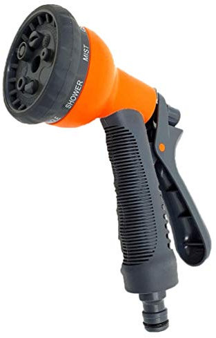 Best Direct Stretch Hose Multi Function 8 Dial Garden Water Spray Nozzle Gun with Ergonomic Rubberised Soft Grip - Snap-On Universal Connector - Soaker-Mist-Full-Flat-Angle-Shower-Cone-Centre