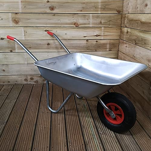 Samuel ALEXANDER 65 Litre 60kg Capacity Galvanised Metal Garden Cart Wheelbarrow - Heavy Duty Garden Wheelbarrows with Pneumatic Tyre