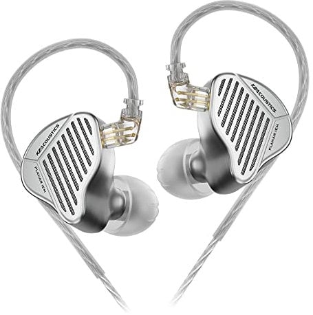 Linsoul KZ PR1 13.2mm Planar Diaphragm Driver HiFi in-Ear Monitors IEM with Detachable 2pin OFC Silver-Plated Cable Microphone for Audiophile Studio Musician (Silver, Without Mic)