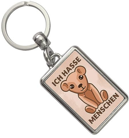 Ich hasse Menschen Teddybär Schlüsselanhänger Süßer Bär mit widersprüchlichem Spruch für Misanthropen Menschenhasser lustiger Anhänger für den Schlüsselbund Geschenk