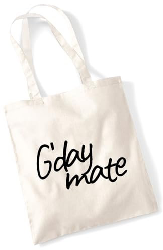 Huuraa Tasche G`day mate Spruch Geschenk 10 Liter Natural Baumwolle G`day mate Accessoire