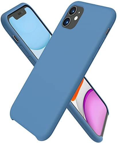 ORNARTO Liquid Silicone Case for iPhone 11, Slim Liquid Silicone Soft Gel Rubber Case Cover for iPhone 11(2019) 6.1 inch-Blue
