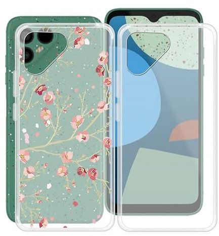 TREBAM Hülle für Fairphone 4 (6.3 Zoll), 2 Stück Stoßfest Anti-Kratzer Handyhülle Case Ultradünne Flexible Silikon TPU Bumper Schutzhülle Cover für Fairphone 4 - Semi-transparent + Kamelie