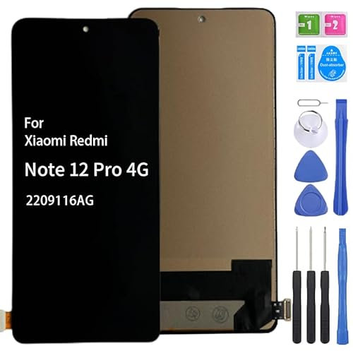 iYAiYO Pantalla LCD Pantalla Digitalizador Pantalla Táctil Recambio Compatible con Xiaomi Redmi Note 12 PRO 4G 2209116AG, 2209116AG Incell Pantalla Completa con Herramientas-Negro