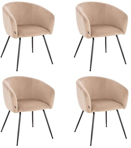 Home Deluxe - Polsterstuhl ARIA - 4 Stück, Farbe: Samt Beige - weiche Polsterung, bis 120 kg belastbar I Küchenstuhl Speisestühle Esszimmerstühle