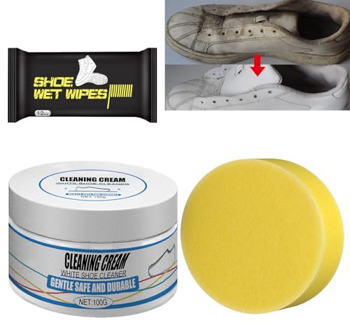 GNAUMORE Shoes Multifunctional Cleaning Cream,Shoe Cleaner Sneakers Kit,White Shoe Cleaning and Care Cream,Multi-functional Stain Removal Cleaner,Decontaminate Solid Cleaning Paste for Shoes