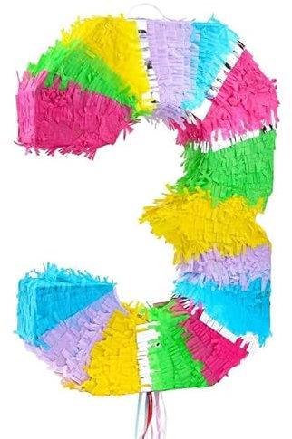 Pinata Zahl 3 Pastell bunt 3. Geburtstag Party Spiel Dekoration Deko Kindergeburtstag