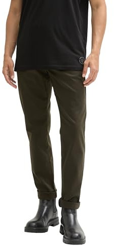 TOM TAILOR Herren 1043719 Slim Fit Chino Hose mit Gürtel, 11172-Dark Rosin Green, 38W x 32L