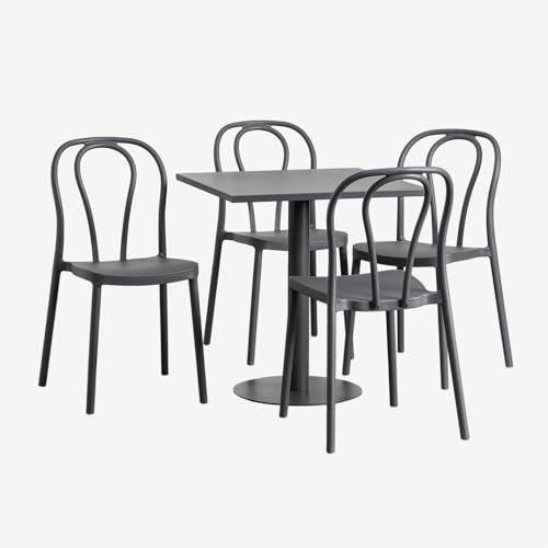 SKLUM Set aus quadratischem Tisch 70 x 70 cm und 4 Gartenstühlen Mizzi