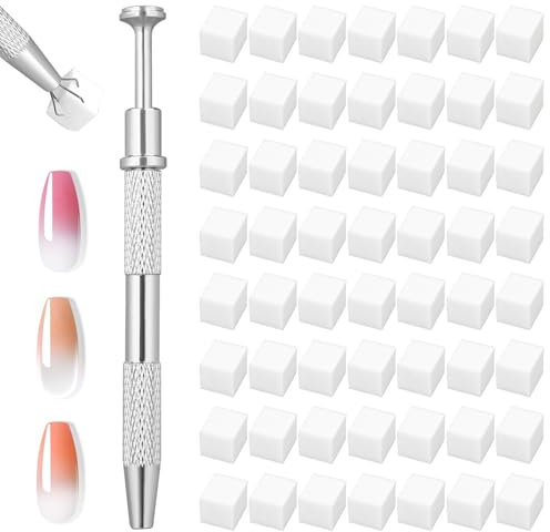 100Pcs Nail Sponges for Ombre, Soft Nail Art Sponges With Grabbing Pen, Ombre Nail Brush for Nails Art Design