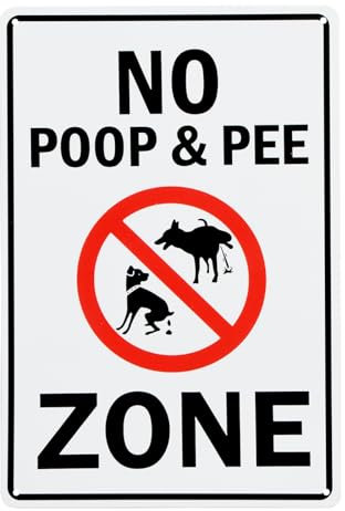 Cartelli per Cani Senza Cacca, Vietato Segno Cani Cacca, Cartello No Cacca e Pipì per Cani, Divieto Cacca per Cani, Cartello in Alluminio per Esterno, Interno 30x20cm
