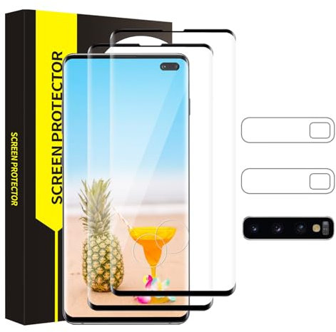 Bodyguard 2 + 2 Stück Hartglas für Samsung Galaxy S10 Plus, Kamera-Schutz, Härtegrad 9H, kratzfest, abgerundete 3D-Kanten, blasenfrei, Ultra HD S10 Plus Displayschutz