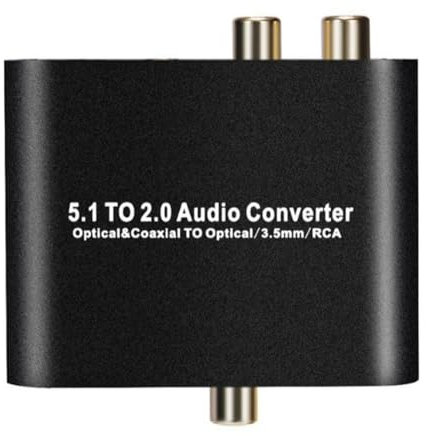 Junterone Audio Extractor 5.1 Digital Audio Converter Decoder Splitter Audio Extractor Expander Stereo Extractor 3.5mm Jack Cable Easy Install
