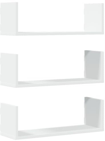 vidaXL Wandregale 3 STK., Wandregal mit Stauraum, Hängeregal für Esszimmer Wohnzimmer, Bücherregal Schweberegal Wandboard, Weiß Holzwerkstoff
