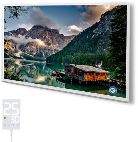 Hocosyme Infrarotheizung Bild 1000W, 1-3 Min auf Betriebstemperatur bis 120 Grad - Geeignet für Schlafzimmer, Büro, Küche, Badezimmer - mit Touch-Thermostat - Lake