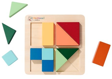 Eichhorn – Montessori – Formenpuzzle mit 12 verschiedenen Formen und Farben, befülle alle Quadrate, 18x18 cm groß, aus 100% FSC zertifiziertem Birken- & Lindensperrholz, ab 2 Jahren
