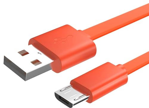 Toxaoii Câble de charge micro USB, design plat, compatible avec les haut-parleurs JBL Flip4 Flip3 Charge2+ Charge3 Pulse2 Pulse3 Clip2 Orange (100 cm)