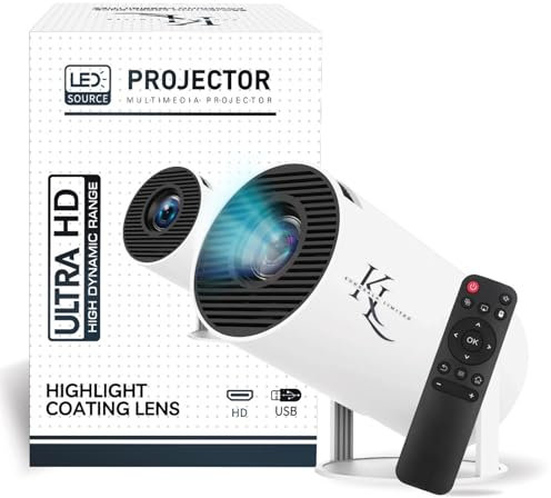 KL Mini Projector HY300 Pro –4K Support, WiFi 6, Bluetooth 5.0, Auto Keystone, 180° Rotatable, 150” Display, Portable Smart Projector for Home, Office & Gaming