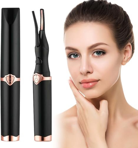 Beheizbare Wimpernzange,Elektrische Wimpernzange mit 3 Temperaturstufen,USB-Wiederaufladbare Heated Eyelash Curler,Schnelles Aufheizen in 30 Sekunden,Silikon Wimpernbürste für Echte,Falsche (Schwarz)